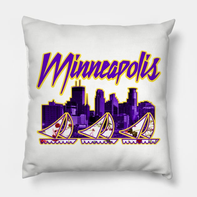 Minneapolis Purple City Pillow by nickbuccelli