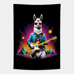 Cool Llama with a Guitar Tapestry