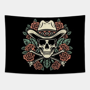 Cowboy Skull tattoo art Tapestry