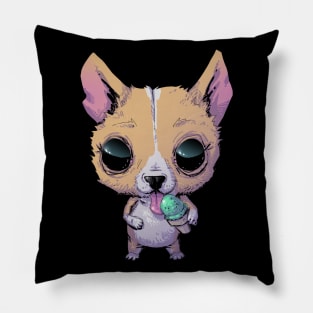 Corgi Eating Ice Cream Gift For Corgi Owners and for Corgi Lovers Pillow