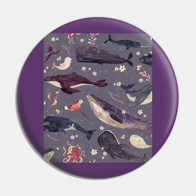 Whale song (lavander) Pin by katherinequinnillustration