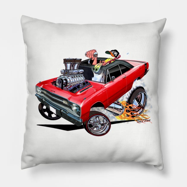 BULLSEYE 1969 Dart Red Pillow by vincecrain