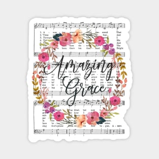 Amazing Grace Hymn with Floral Wreath Magnet