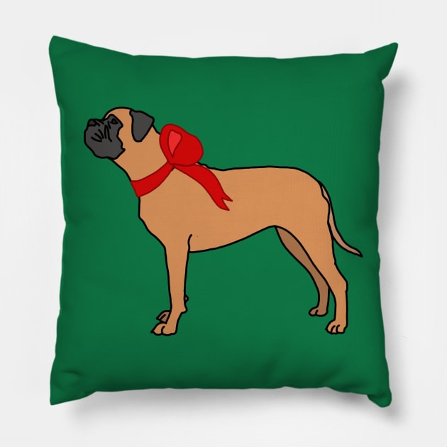 Festive Bull Mastiff Pillow by Art by Lex