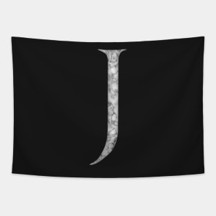 J in Roman White Marble Latin Alphabet Letter Sticker Tapestry