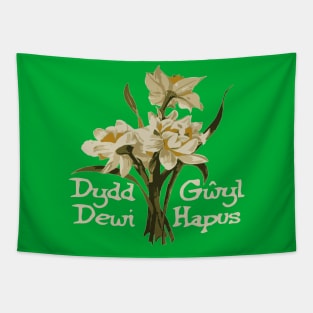 Dydd Gwyl Dewi Hapus With March Daffodils Tapestry