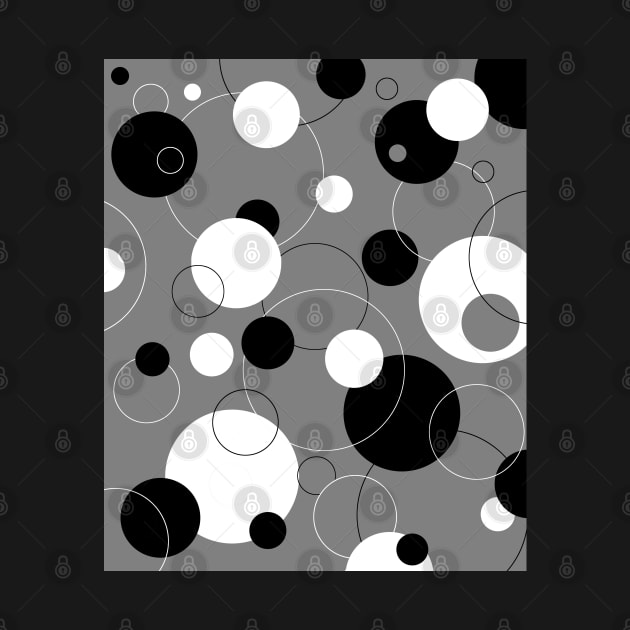 Bubbles - Circles 2 in Black White and Grey by Heatherian