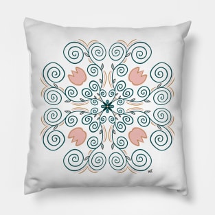 Flower Tulip Vine Mandala Pillow