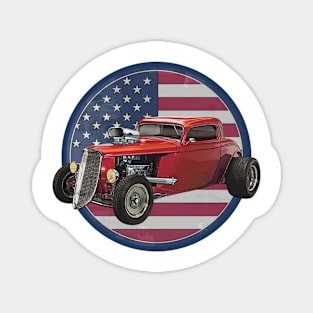 Vintage American Hot Rod Coupe Car Illustration Magnet