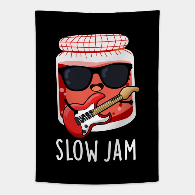 Slow Jam Funny Music Food Pun Tapestry by punnybone