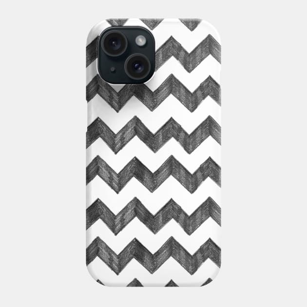 Pencil Zig Zag - Monochrome stripe Phone Case by crumpetsandcrabsticks