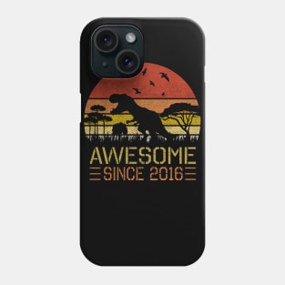 Dinosaur 4th Birthday Boy Shirt Gift Awesome Since 2016 Phone Case