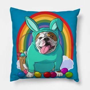 English Bulldog Happy Easter Bunny Pajamas Pillow