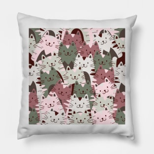 Cute Cats Pattern Green e Grey Pillow