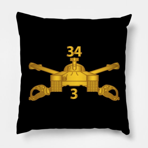 3rd Bn 34th Armor - Armor Branch wo Txt Pillow by twix123844