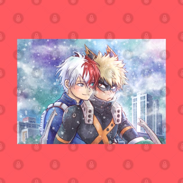 Todoroki x Bakugou Winter by AmeNocturna