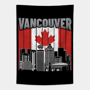 Vancouver Canada Skyline Vintage Flag Tapestry