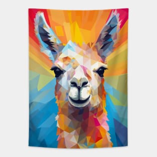 Llama Face Abstract Colorful Art Tapestry