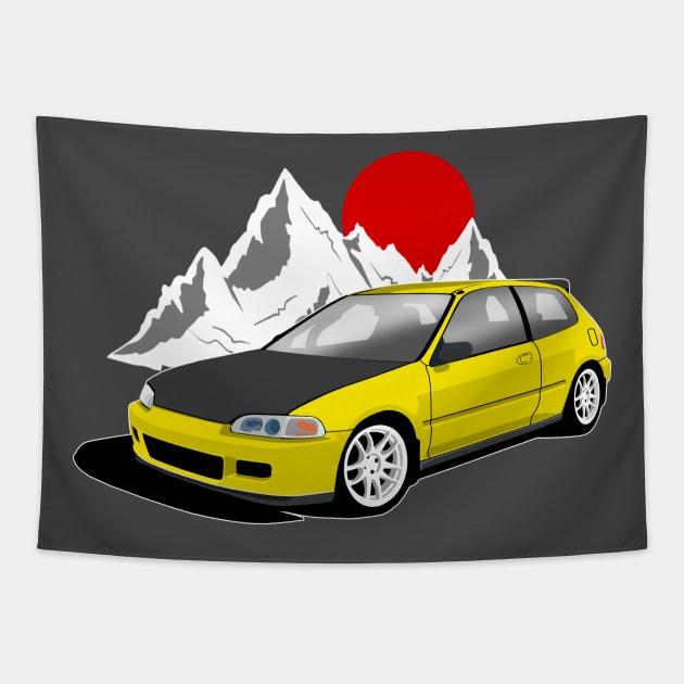 Yellow Civic eg Tapestry by Rebellion Store