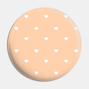 Cute Little Heart Pattern White in Coral Beige Skintone Background Pin