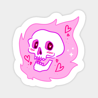 Pink Flame Skull Magnet