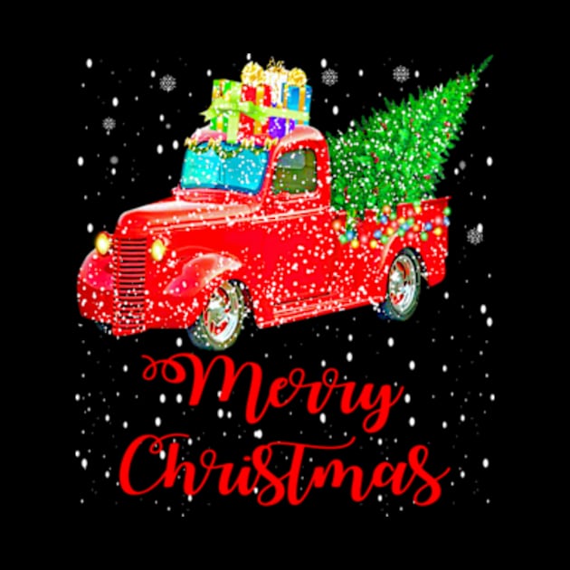 Vintage Wagon Red Truck Christmas Tree on Car Xmas Vacation Gift by Hanh05