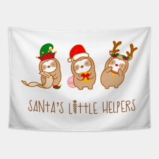 Cute Christmas Santa’s Little Helper Sloths Tapestry