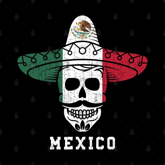 Mexico Flag Skull - Mexican Sombrero Hat by mstory