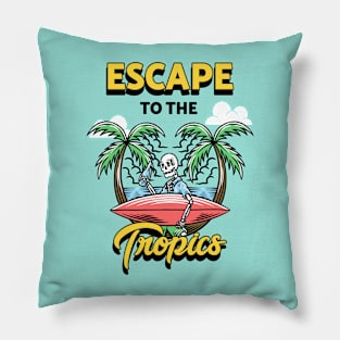 Escape to the tropics, summer skeleton Pillow