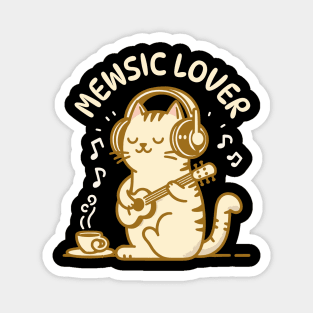 Mewsic Lover | Cute Kitty Cat design for music lovers | Kawaii Cat Puns Magnet