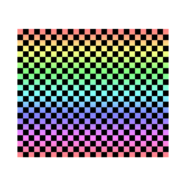 Black Checkered Rainbow Ombre Pattern by saradaboru