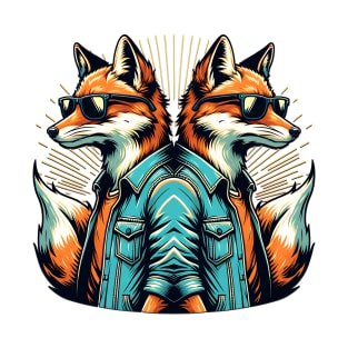 Foxes of Gemini: Dual Elegance T-Shirt