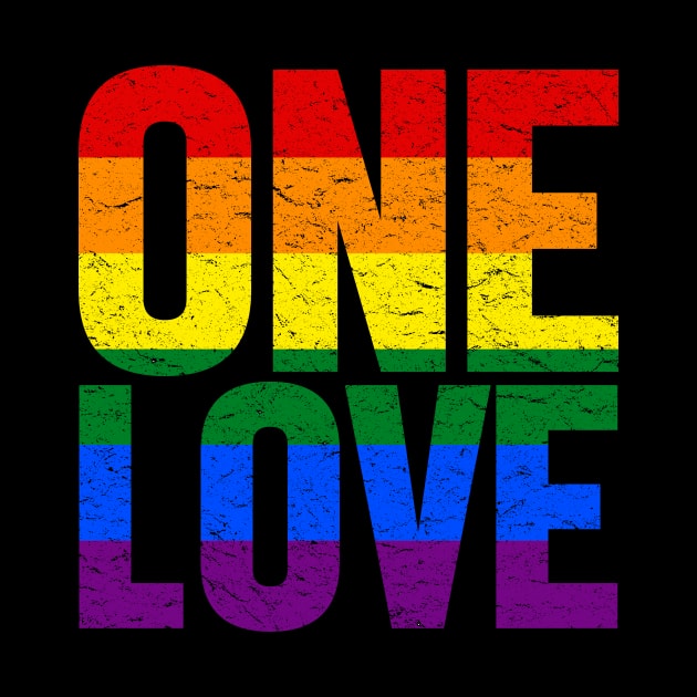 ONE LOVE - LGBT Rainbow Pride Flag by jpmariano