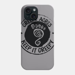 Creepy Acres foot logo (non distressed in black) Phone Case