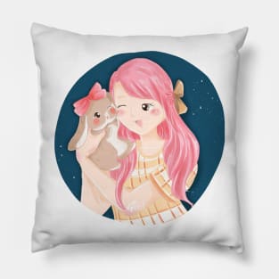 Blue Bailey and Grace | Bunniesmee Pillow