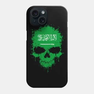 Chaotic Saudi Flag Splatter Skull Phone Case