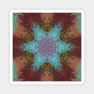 Digital Mandala Blue Red and Green Magnet