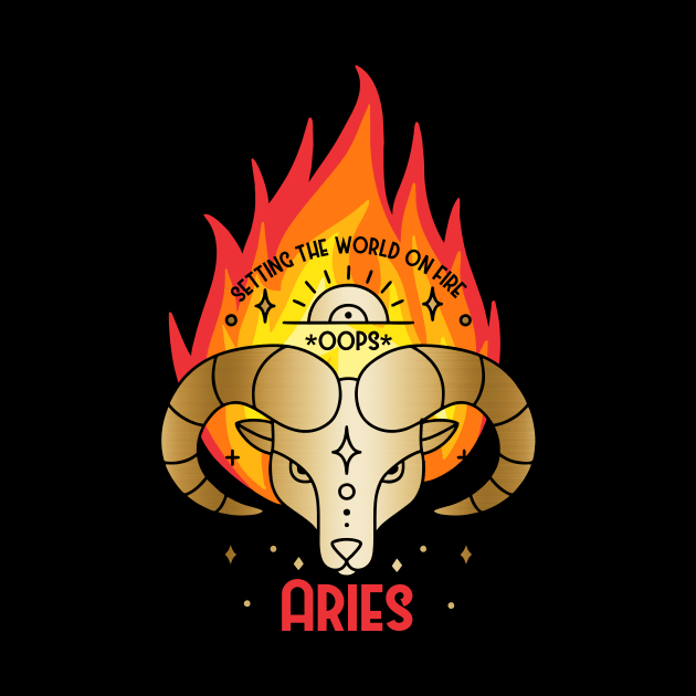 Aries fire faux gold astrology sun sign zodiac birth sign by BigMRanch