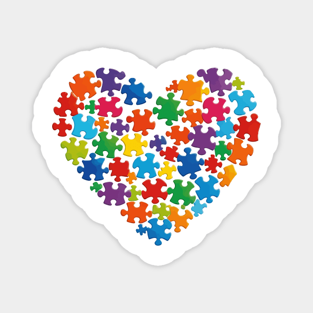 Puzzle Heart Autism Awareness Gift for Birthday, Mother's Day, Thanksgiving, Christmas Magnet by skstring