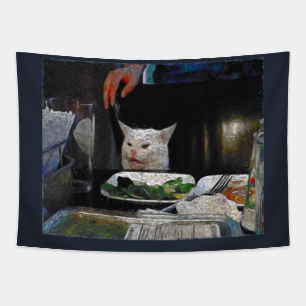 Confused Cat Meme Painting Van Gogh Inspired Art Confused Cat At