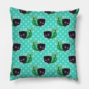 Black Merpug Polk-a-dots Pattern Pillow