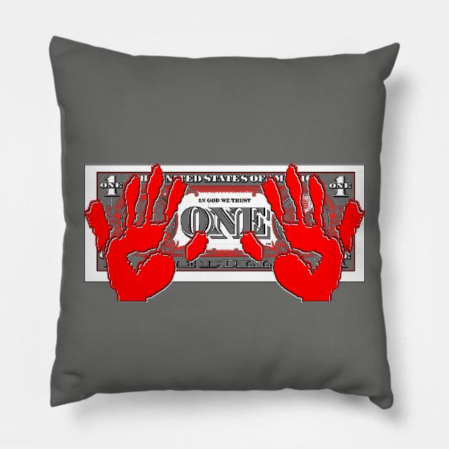 palm print hand one dollar 1 banknote dolar Pillow by 4rpixs