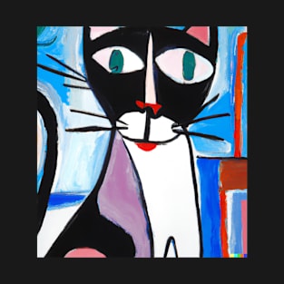 Cubism Style Abstract Cute Cat Named Kitty Fine Art Painting 12 T-Shirt