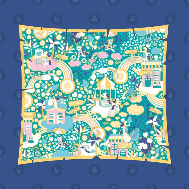 The secret map of Unicorns Village I // turquoise background by SelmaCardoso