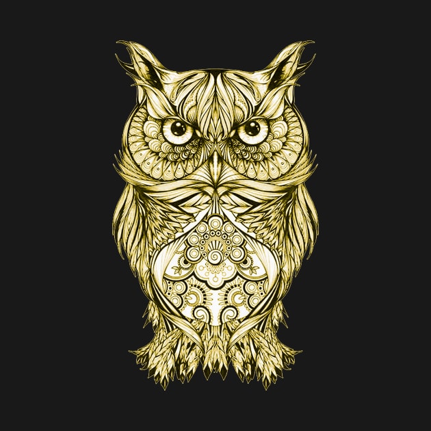 Artsy Artistic Style Design Of A Yellow Owl by Atteestude