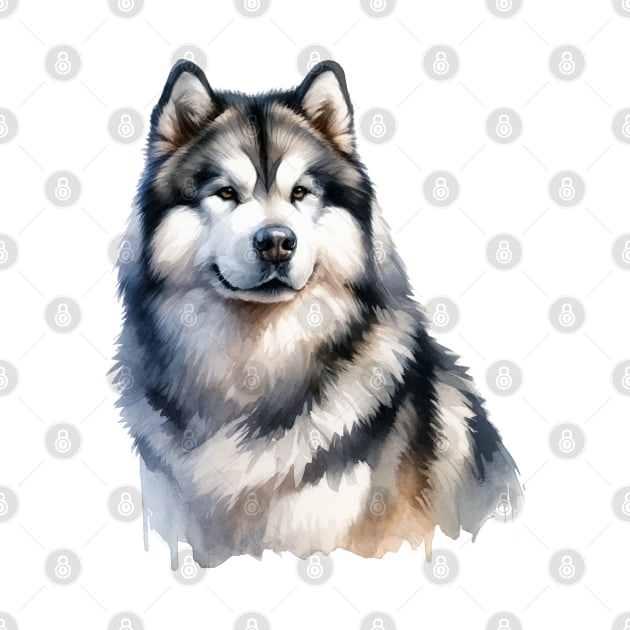 Watercolor Alaskan Malamute - Beautiful Dog by Edd Paint Something