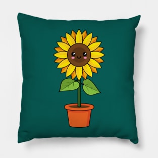 Kawaii Sunflower Plant in a Pot Pillow