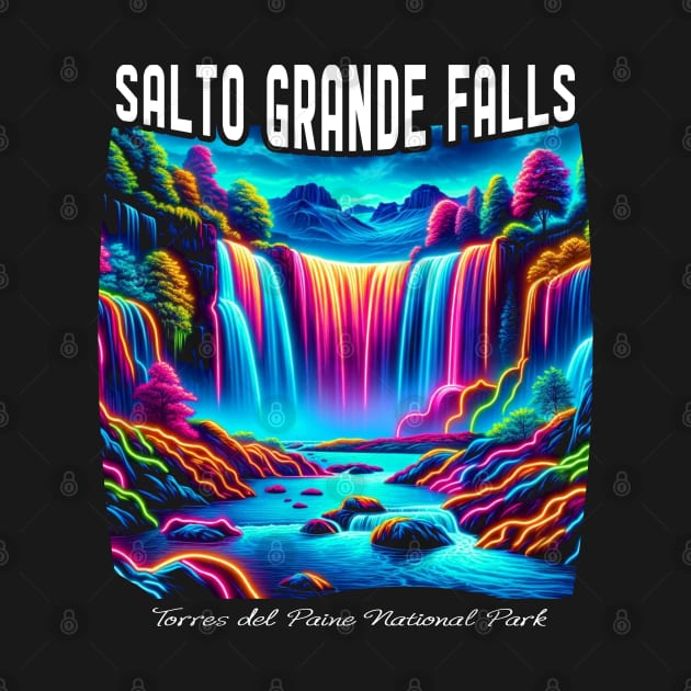 Chilean Torres Del Paine Salto Grande Falls Neon Glow by Sambastyles