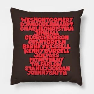 Jazz Legends in Type: The Jazz Guitarists Pillow