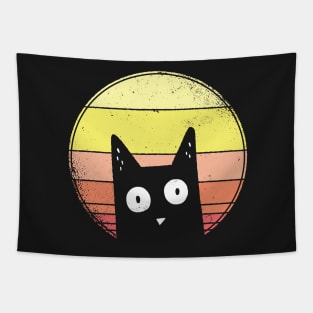 Black Cat Kitten Vintage Retro Aesthetic Vibes Animal Social Distancing FaceMask Tapestry